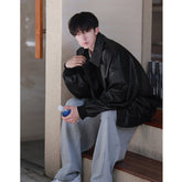 Plus Size Teen Faux Leather Jacket With Shoulder Lining